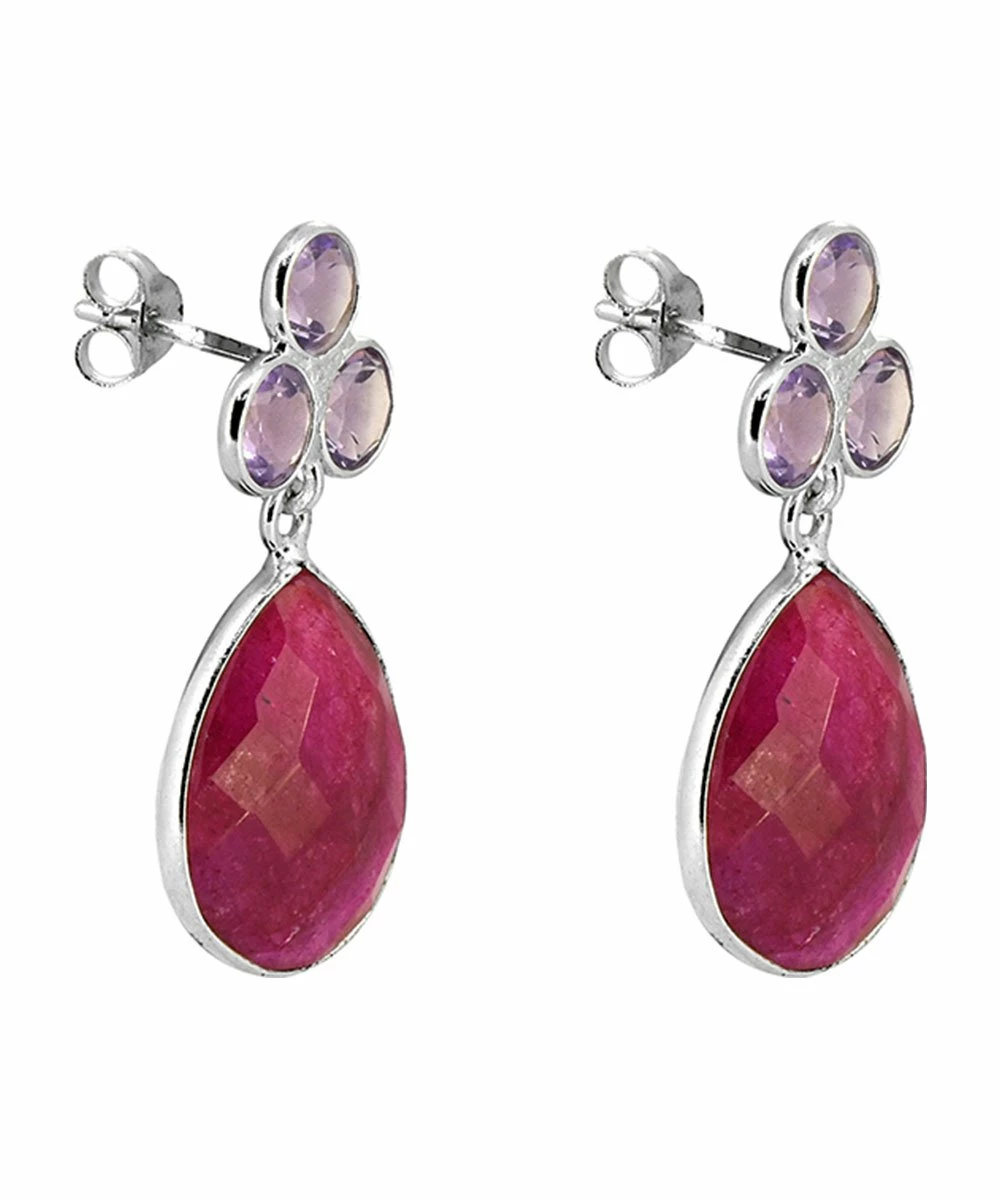 Hot Sale π YS Gems Amethyst & Corundum Ruby Drop Earrings π - Image 2