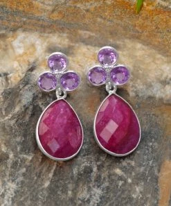 Hot Sale 👍 YS Gems Amethyst & Corundum Ruby Drop Earrings 🎁