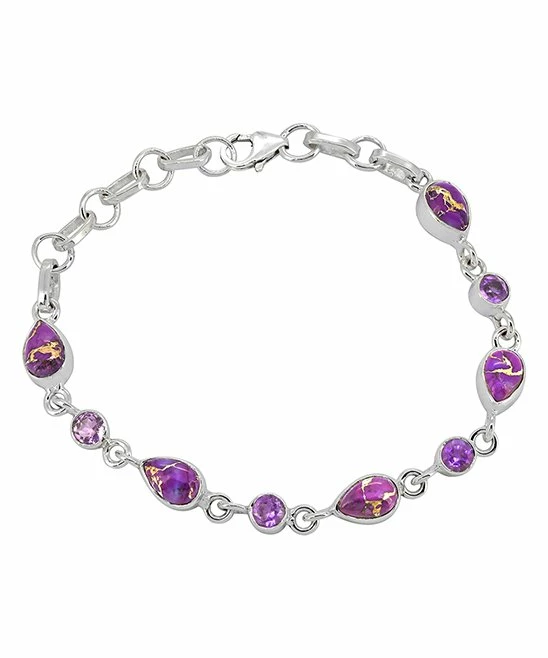 Hot Sale π YS Gems Purple Copper Turquoise & Amethyst Station Bracelet π - Image 3