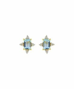 Best Sale 😉 YS Gems Swiss Blue & White Topaz Stud Earrings ⌛