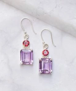 Discount 🎉 YS Gems Amethyst & Rhodolite Garnet Drop Earrings 😉
