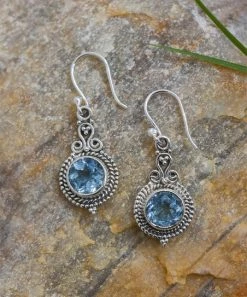 Cheapest 😍 YS Gems Blue Topaz & Sterling Silver Filigree Round Drop Earrings 😍