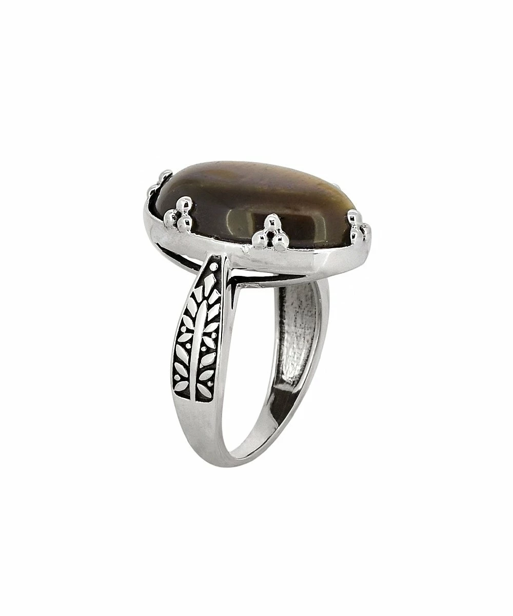 Best reviews of π YS Gems Tiger Eye & Sterling Silver Oval Prong Ring π₯ - Image 2
