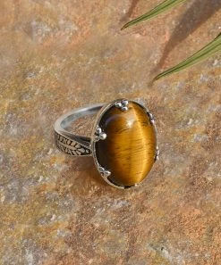 Best reviews of 🎉 YS Gems Tiger Eye & Sterling Silver Oval Prong Ring 🔥