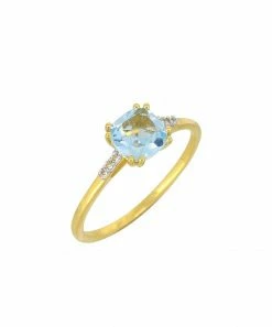 Hot Sale 🛒 YS Gems Blue Topaz & 14k Gold-Plated Cushion-Cut Ring 🤩