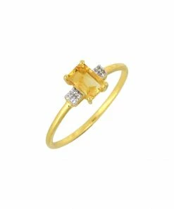Best Pirce 🎁 YS Gems Citrine & White Topaz Emerald-Cut Ring 🔔