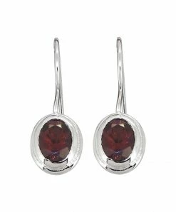 Promo 🛒 YS Gems Garnet & Sterling Silver Oval-Cut Bezel-Set Drop Earrings 🛒