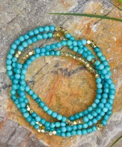 Best Sale 🌟 YS Gems Blue Turquoise & Goldtone Beaded Bracelet 💯