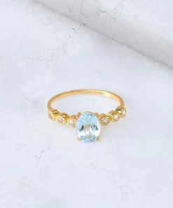 Deals ⭐ YS Gems Blue & White Topaz Oval-Cut Ring 🌟