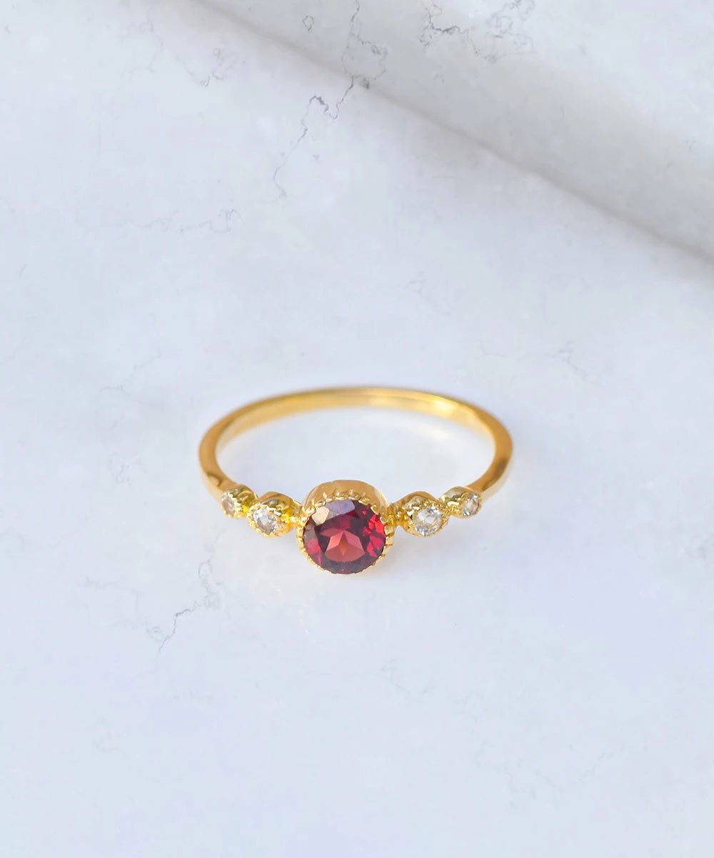 Brand new π YS Gems Garnet & White Topaz Brilliant Round-Cut Ring π₯°