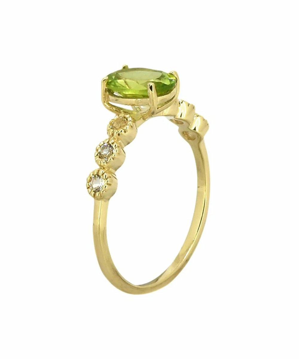 Buy β YS Gems Peridot & White Topaz Oval-Cut Ring π - Image 2