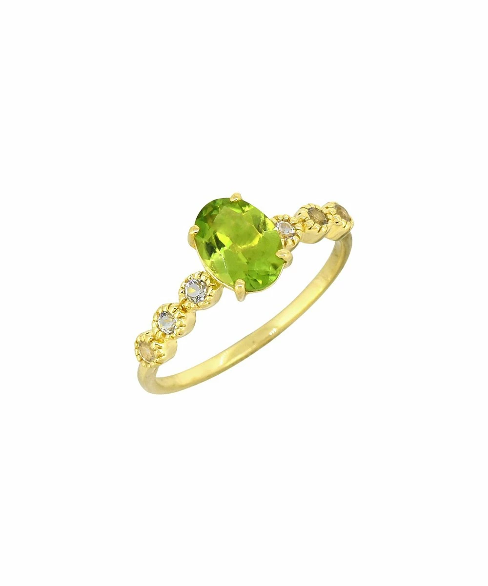 Buy β YS Gems Peridot & White Topaz Oval-Cut Ring π - Image 3