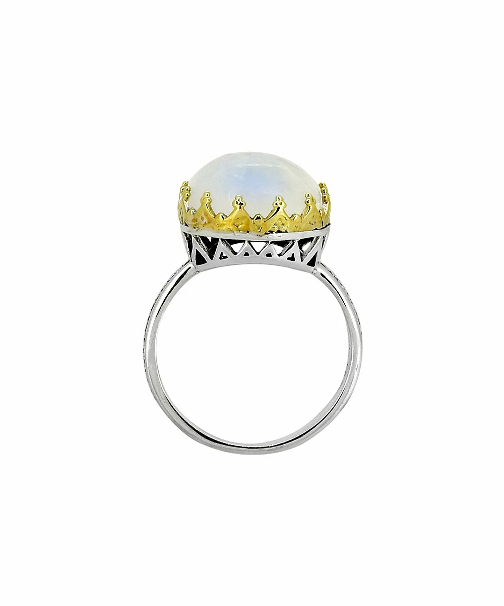 Coupon π YS Gems Rainbow Moonstone & Sterling Silver Prong-Set Ring βοΈ - Image 3