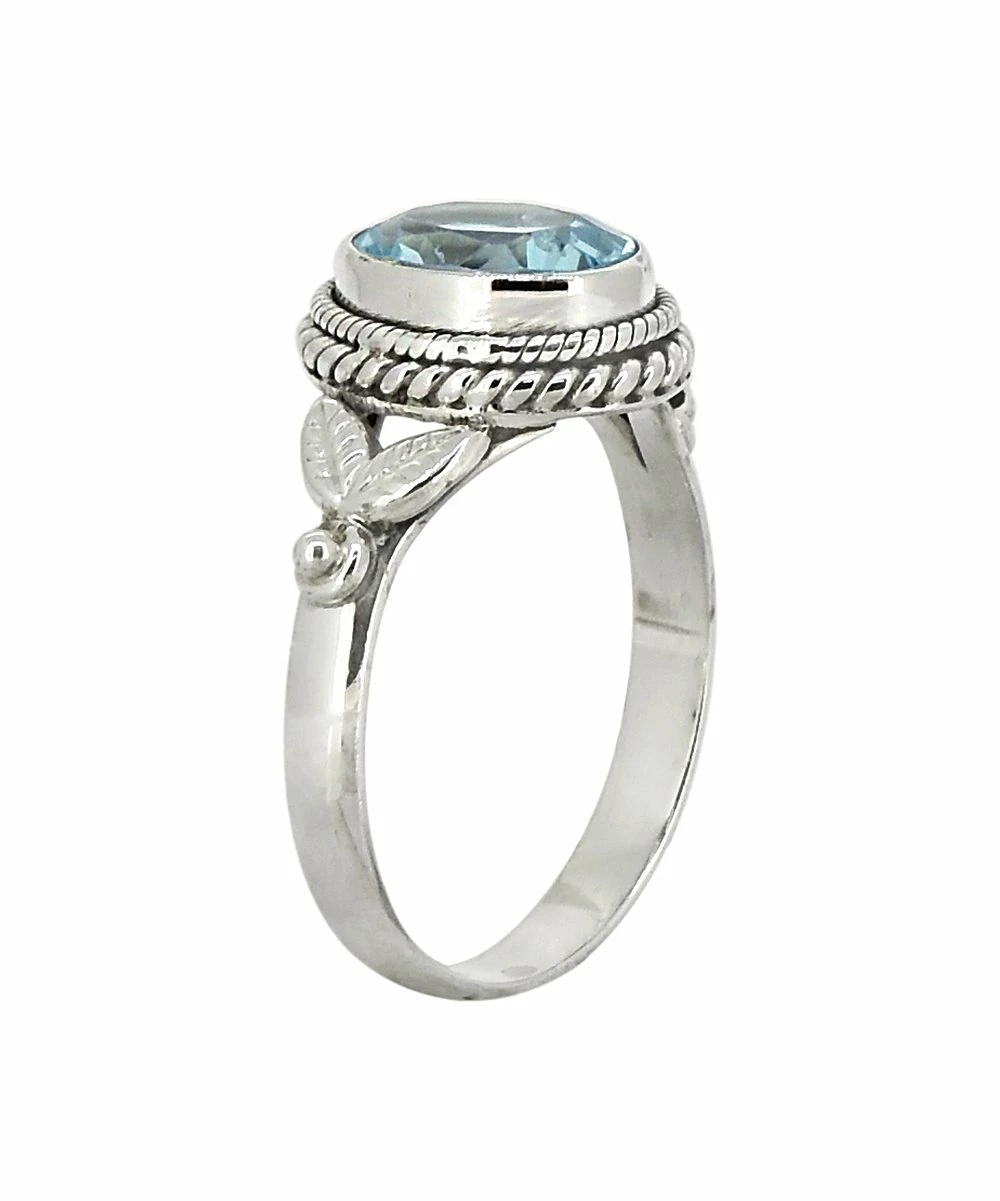 Best Sale β€οΈ YS Gems Blue Topaz & Sterling Silver Engraved Ring βοΈ - Image 2