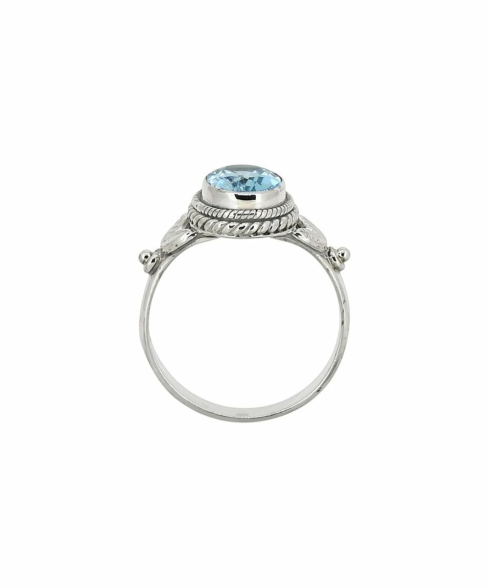 Best Sale β€οΈ YS Gems Blue Topaz & Sterling Silver Engraved Ring βοΈ - Image 3
