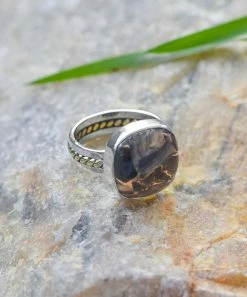 Best Pirce 🎁 YS Gems Black Copper & Sterling Silver Cushion-Cut Ring 🌟