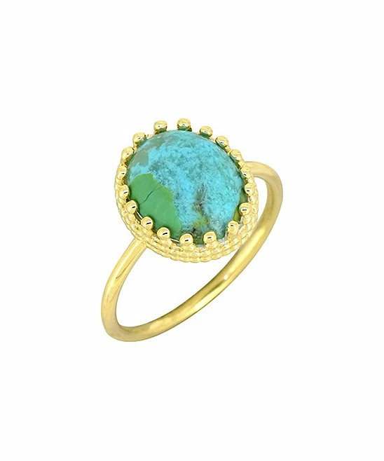 Best Pirce π€© YS Gems Oval Mohave Turquoise & 14k Gold-Plated Ring π - Image 4