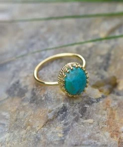 Best Pirce 🤩 YS Gems Oval Mohave Turquoise & 14k Gold-Plated Ring 😀