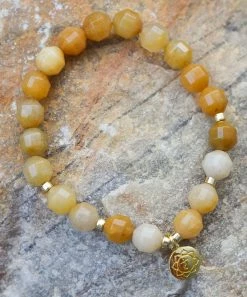 Top 10 π YS Gems Natural Yellow Aventurine & 14k Gold-Plated Beaded Bracelet π