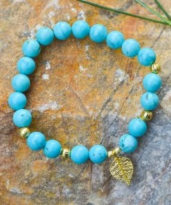 Brand new π YS Gems Turquoise & Goldtone Leaf Beaded Bracelet β€οΈ