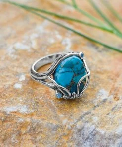 Best reviews of ✔️ YS Gems Blue Copper Turquoise & Blue Topaz Vine Oval-Cut Ring 💯