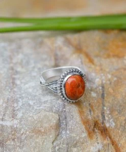 Outlet ⌛ YS Gems Orange Mohave Turquoise & Sterling Silver Round Ring 🥰