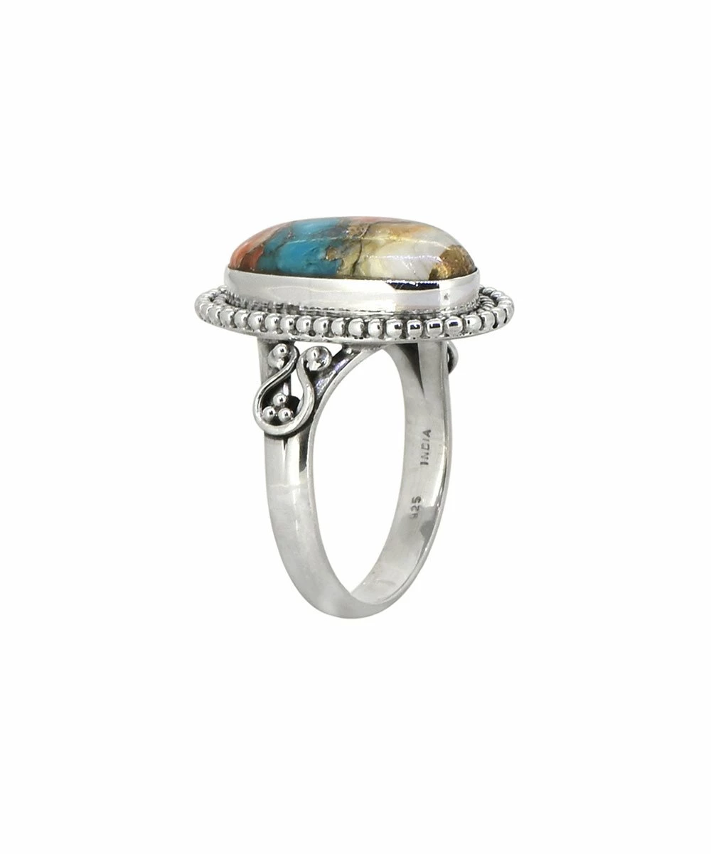 Cheap π₯ YS Gems Natural Oyster Mohave Turquoise & Sterling Silver Milgrain Oval Ring β - Image 2