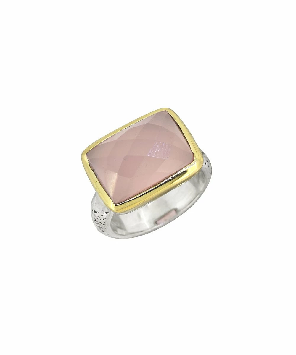 New β YS Gems Natural Pink Chalcedony & Two-Tone Rectangle-Cut Ring π₯°