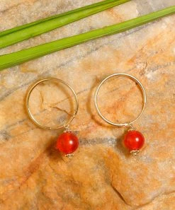 Best deal β¨ YS Gems Carnelian & 14k Gold-Plated Hoop Earrings π§¨
