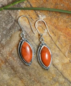 Cheapest ❤️ YS Gems Orange Mohave Turquoise & Sterling Silver Oval Drop Earrings 😉
