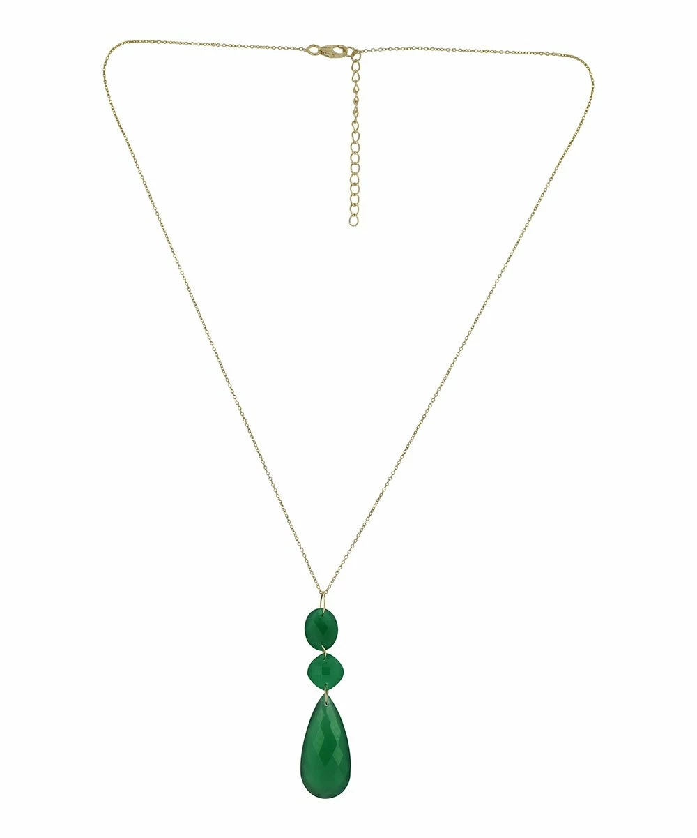 Cheap π YS Gems Natural Green Onyx & 14k Gold-Plated Tiered Pear Pendant Necklace π€© - Image 2