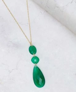 Cheap π YS Gems Natural Green Onyx & 14k Gold-Plated Tiered Pear Pendant Necklace π€©