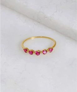 Best deal π YS Gems Simulated Ruby & 14k Gold-Plated Round-Cut Ring π