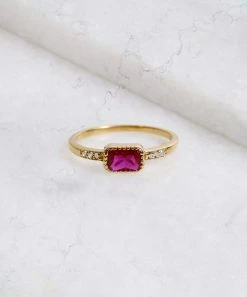 Brand new π― YS Gems Simulated Ruby & Natural White Topaz Emerald-Cut Ring π