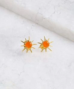 Buy 💯 YS Gems Natural Carnelian & 14k Gold-Plated Sunburst Stud Earrings 😍