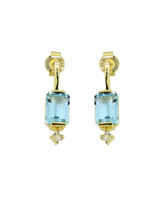 Coupon π YS Gems Natural Blue Topaz & Natural White Topaz Baguette-Cut Drop Earrings π₯° - Image 2