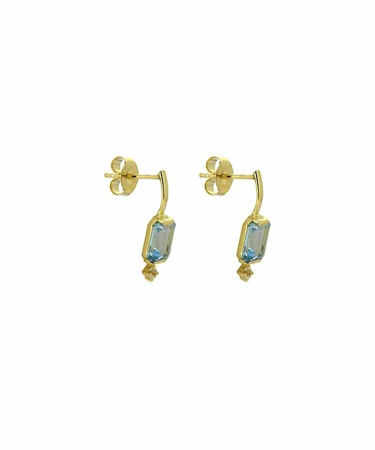 Coupon π YS Gems Natural Blue Topaz & Natural White Topaz Baguette-Cut Drop Earrings π₯° - Image 3