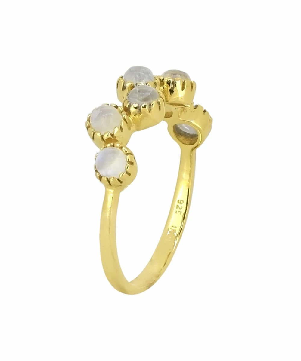 Deals 𧨠YS Gems Natural Rainbow Moonstone & 14k Gold-Plated Offset Ring ⨠- Image 2