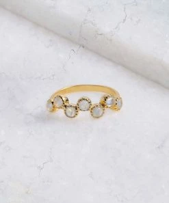 Deals 𧨠YS Gems Natural Rainbow Moonstone & 14k Gold-Plated Offset Ring β¨