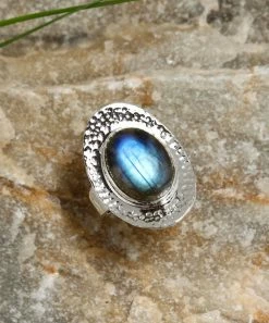 Cheap π YS Gems Labradorite & Sterling Silver π¨ Hammered Ring π