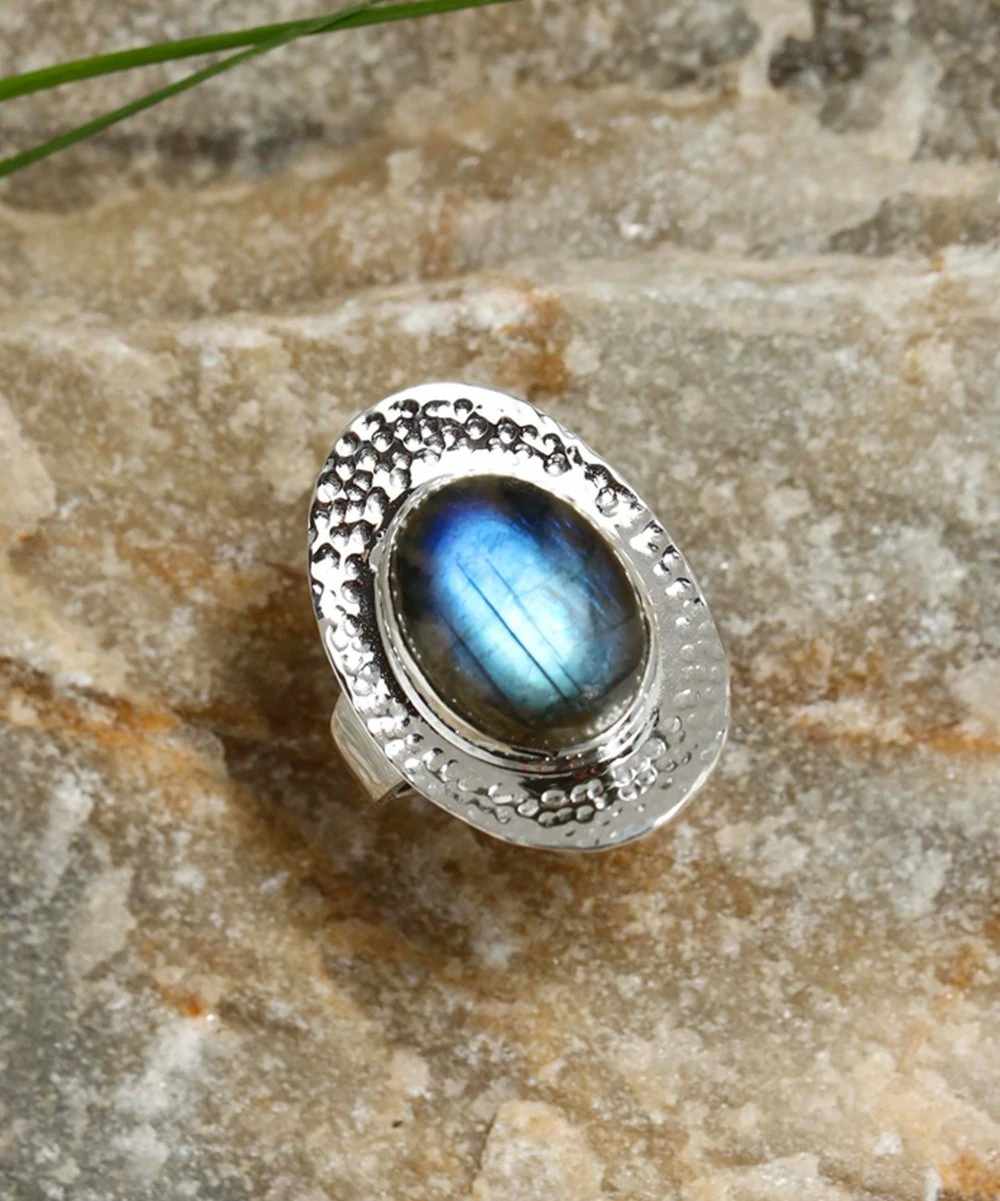 Cheap π YS Gems Labradorite & Sterling Silver π¨ Hammered Ring π
