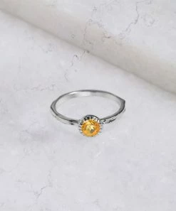 Cheap π YS Gems Natural Citrine & Sterling Silver Solitaire Ring π