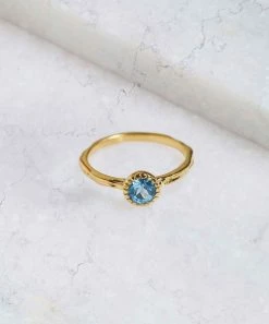 Best deal 🔔 YS Gems Natural Swiss Blue Topaz & 14k Gold-Plated Solitaire Ring 💯