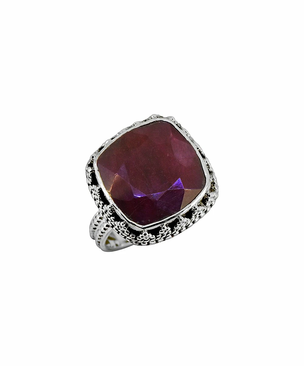 Best reviews of π YS Gems Natural Corundum Ruby & Sterling Silver Cushion-Cut Ring π