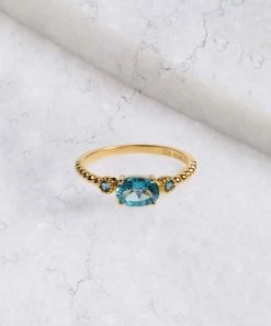 Discount 😉 YS Gems London Blue Topaz & 14k Gold-Plated Prong-Set Ring 🔔