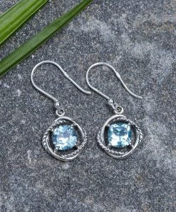 New 🤩 YS Gems Blue Topaz & Sterling Silver Drop Earrings 🥰