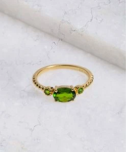 Outlet 💯 YS Gems Green Chrome Diopside & 14k Gold-Plated Ring 🔥