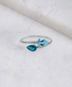 Best deal π YS Gems London Blue Topaz & Sterling Silver Bypass Ring β¨