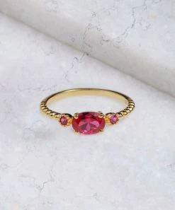 Outlet 👏 YS Gems Lab-Created Ruby & 14k Gold-Plated Ring 🎉