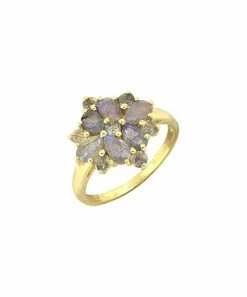 New 🧨 YS Gems Labradorite & 14k Gold-Plated Cluster Ring 😀